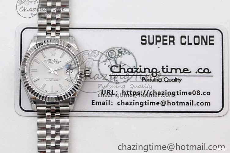 Dial Steel DateJust 28 SS Silver 1:1 NH05 Bracelet 904L on TWF President Best Lady Edition 0207